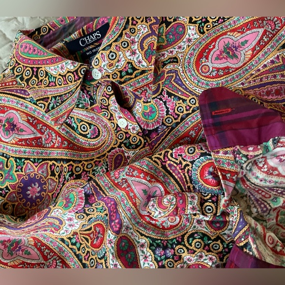 Chaps Tops - Chaps No Iron Paisley Button Down Shirt Size 2X